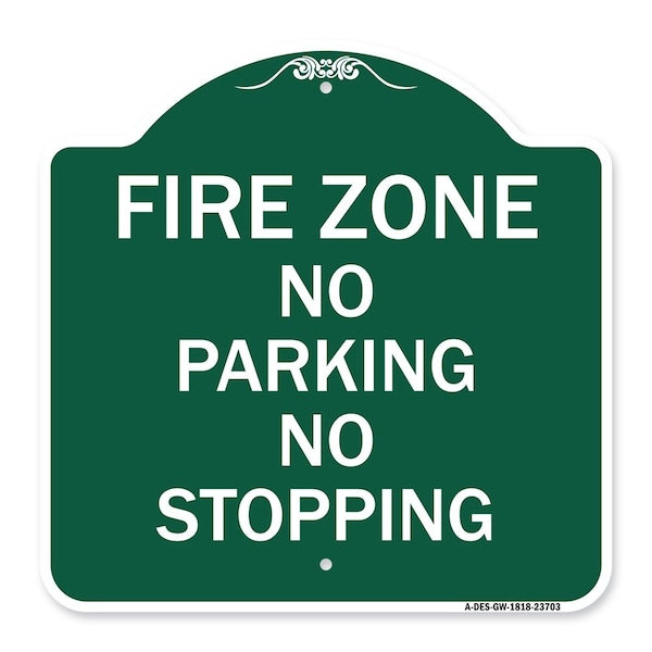 Signmission Designer Series Sign No Parking No Stopping, Green & White Aluminum Sign, 18" x 18", GW-1818-23703 A-DES-GW-1818-23703 - main